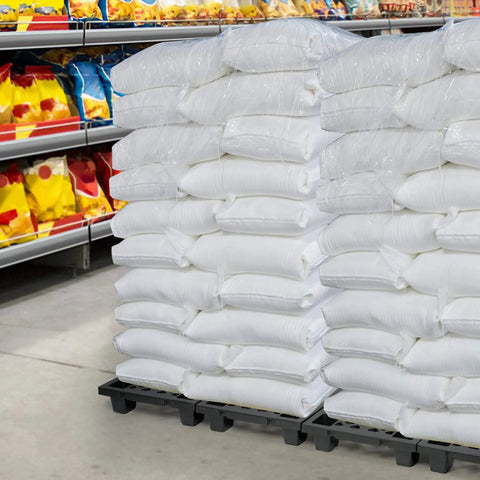 Eight Pack Plastic Pallets 23.6 Inch By 15.7 Inch By 3.9 Inch Thick Heavy Duty HDPE Floor Pallets For Basement Storage Waterproof Interlocking