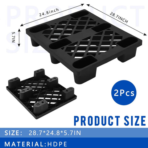 Heavy Duty Plastic Pallets For Basement Storage Waterproof HDPE Grids Lightweight Floor Pallets 25 By 28.7 By 5.7 Inches Built Tough For Garage Supermarket Basement Racks 2 Pack