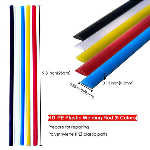HDPE Plastic Welding Rods Kit With 40 Flat Repair Rods 9.8 Inches Long For Car Bumpers Water Tanks Canoes Kayaks Vinyl Nylon ATVs And Plastic Bins