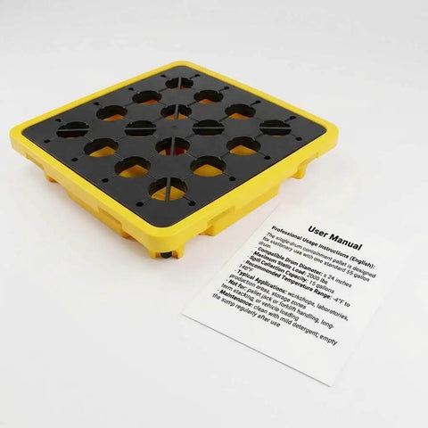 Single Drum Spill Containment Pallet With 15 Gallon Sump And 2000 Lbs Static Load, 26 By 26 Inch HDPE Platform For Workshop And Lab Use