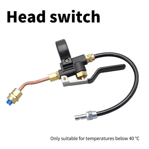 Head switch component suitable for temperatures below 40°C, featuring brass and black plastic elements with connectors