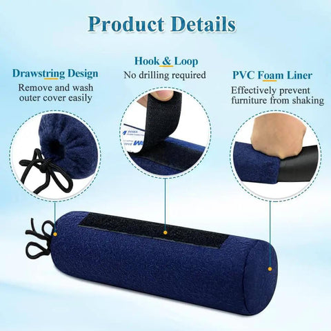 Headboard Bumper Stoppers For Wall Protection And Chill Sleep, Keeps Wall Safe And Your Frame Quiet, blue fabric with hook & loop closure