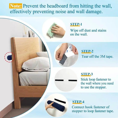 Steps to install Headboard Bumper Stoppers For Wall Protection And Chill Sleep, Keeps Wall Safe And Your Frame Quiet, with 3M tape.