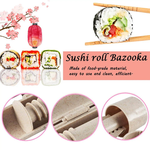 Heart Shaped Sushi Roller For DIY Sushi Making Kit By Thanice with images of sushi rolls and bazooka mold details