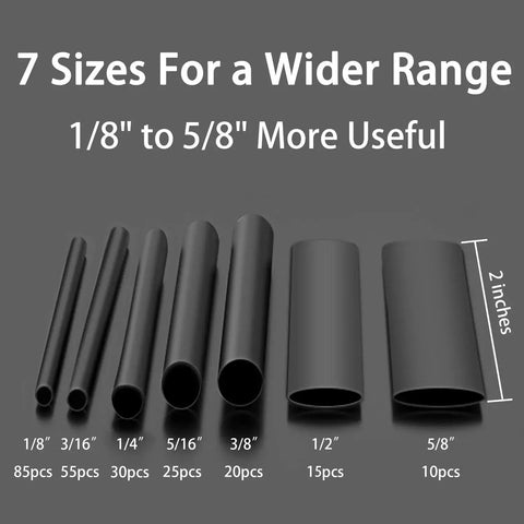 Heat Shrink Tubing Kit With Adhesive Lined 3 To 1 Shrink Ratio For Marine Grade Industrial Use 240 Piece Set tube sizes