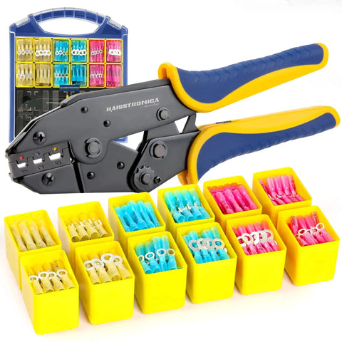 Marine Grade Heat Shrink Wire Connectors Kit With 380 Pieces For 22 To 10 AWG Wiring Including Ring Fork Butt Splices And 12 Sizes Waterproof Brazed Seams Organizer Pro Grade And Nine Inch Crimping Tool From Haisstronica.
