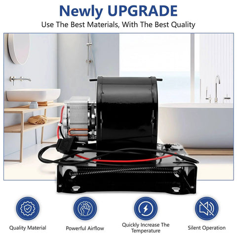 S97017063 Heater Motor Assembly Fit for 655-C, 655F-C, 655, 656, 658, 659, 655-A, 655-B, 656-A, 695-A, 695-B, 695-D, shown in a bathroom setting