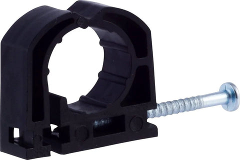 HoldRite 1/2 in full S-nail clamp for pipe support; black plastic body with metal screw, 10-pack