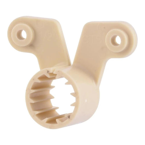 HoldRite 1/2 inch suspension clamp, beige plastic pipe support for PEX, copper, CPVC.