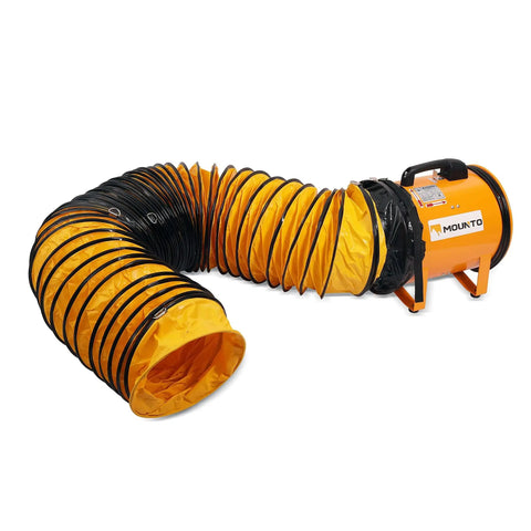 Heavy Duty 12 Inch Cylinder Axial Fan With 25 Foot Vinyl Hose Delivers 2900 CFM Directional Airflow For Crawl Spaces Attics Basements Portable Blower Exhaust Fan Built Tough For Quick Ventilation MOUNTO