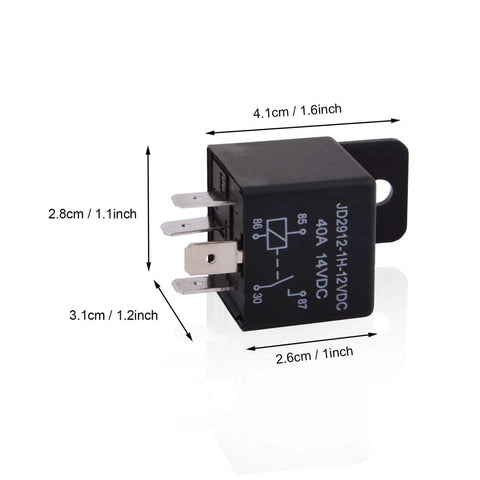 Heavy Duty 12V Car Relay 4 Pin SPST 40 Amp High Current Automotive Relay Pack Of 2 With 12V Coil And 14VDC Rating