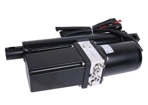 JEENDA 12V DC electric linear actuator with black metal housing and silver mounting plate, attached cables