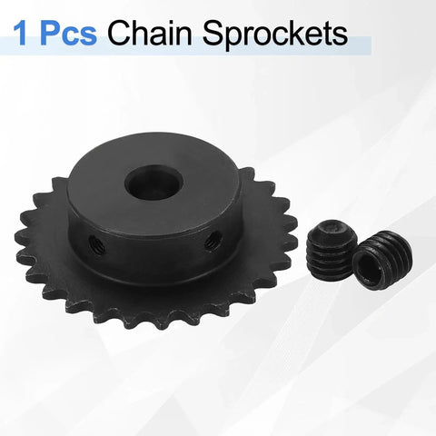 Heavy Duty 27 Tooth Chain Sprocket For ISO 04C Chain, 10mm Bore, 57.5mm Outer Diameter, ANSI 25, C45 Carbon Steel With Black Oxide Finish