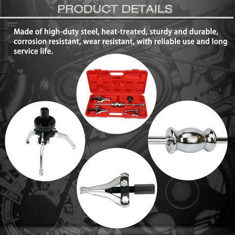 Beefy 3 Jaw Gear Bearing Slide Hammer Puller Set For Internal And External Removal Universal Gear Puller Tool close-up components