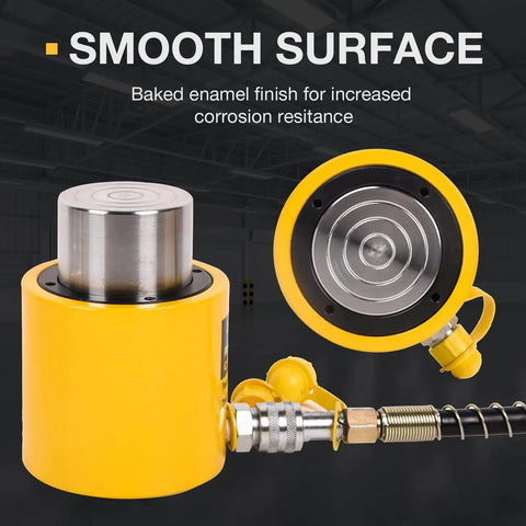 Close-up of Heavy Duty 50 Ton Hydraulic Cylinder Jack Ram With A 2 Inch Stroke For Lifting Heavy Equipment And Vehicles RSC 501