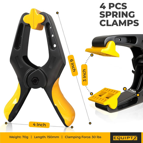 Heavy Duty 6 Inch Spring Clamps Set Of Four For Woodworking Crafts Backdrops And Pool Covers With A 3 Inch Jaw Opening