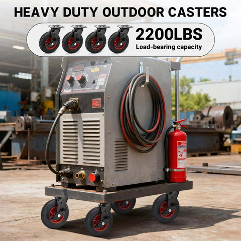 8 inch outdoor heavy duty rubber caster wheels designed for rough terrain, industrial swivel casters with brake for.