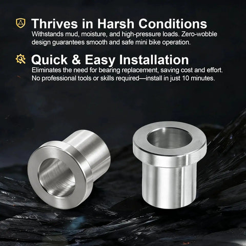 Four Pack Five Eighths To Twelve Millimeter Adapter Sleeve Bearing Reducer Bushing For Mini Bike Axle displayed with installation benefits