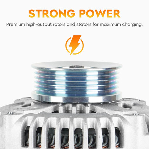 Close-up of New Beefed Up Heavy Duty 12V Alternator For Ram 1500 2002 2003 5.9L And Ram 2500 3500 2002 5.9L 8.0L Durango 2001-2003