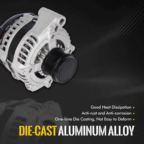 160A 12V Heavy Duty Alternator Replacement For Chrysler 200 2011 2014, Town And Country 2011 2016, Die-Cast Aluminum