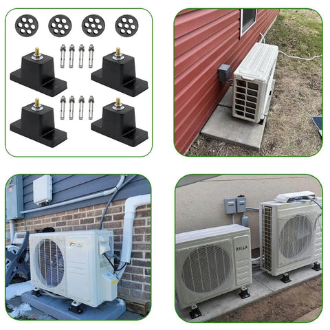Heavy Duty Anti Vibration Pad Kit With Rubber Isolators And Mounting Brackets for Outdoor Mini Split Central Air Conditioners Installed