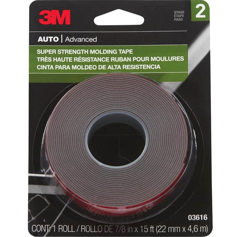 Heavy-Duty Automotive Molding Tape 7/8 Inch Wide By 15 Feet, Double-Sided Foam Adhesive For Slapping On Trim, Moldings And Emblems, 1 Roll