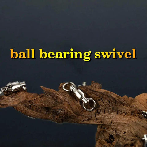 Heavy Duty Ball Bearing Swivel Connector Set For Saltwater And Freshwater Fishing 25 Pieces Stainless steel on driftwood