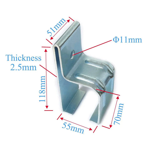 Side view of Heavy Duty Box Rail Hanger Brackets For Barn Doors Exterior Hardware Galvanized Steel Rust Proof