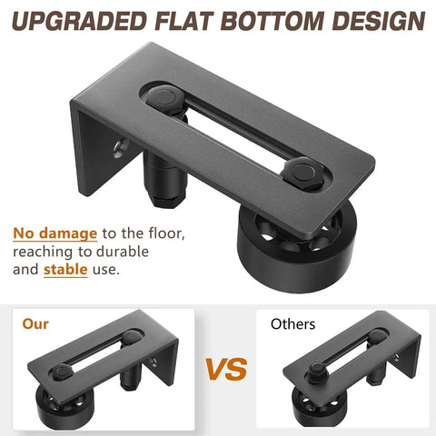 Heavy Duty Sliding Barn Door Floor Guide With Adjustable Rollers And Wall Mount System, Flush Bottom Design For Floor Protection