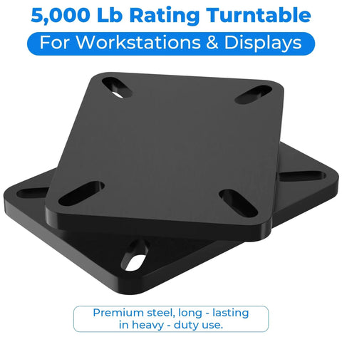 Greaseable 5000 Lb Rating Heavy Duty Bearing Plate Turntable For Workstations And Displays, Black Steel Platform, front view