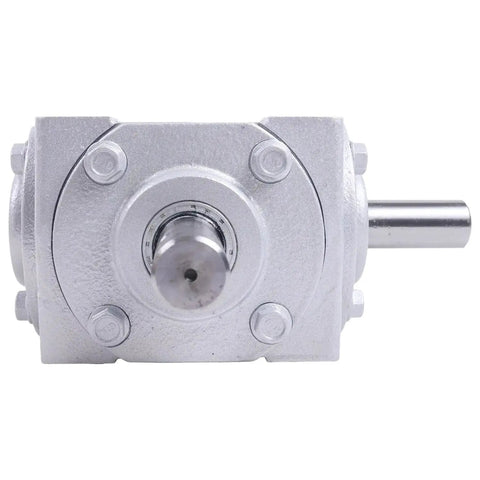 Front view of Heavy Duty 40 HP Right Angle Bevel Gearbox 1:1 1800 RPM Crosshole Keyed Shaft, showing input and output shafts.