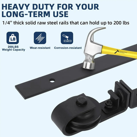 36 Inch Bifold Sliding Barn Door Hardware Track Kit For Two 16 Inch Bi Fold Closet Doors Heavy Duty Steel Rails with Hammer