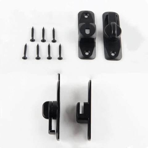 Upgrade heavy duty flip door latch that adapts from 90 to 180 degrees, shown with screws and side view of parts