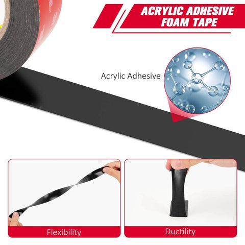 Heavy Duty Double Sided Foam Tape 2 Inch By 15.4 Foot Model 5952 Mounting Tape showing flexibility and acrylic adhesive features