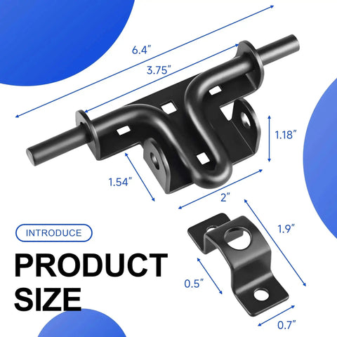 Heavy Duty Slide Bolt Gate Latch With Padlock Hole dimensions in inches front view