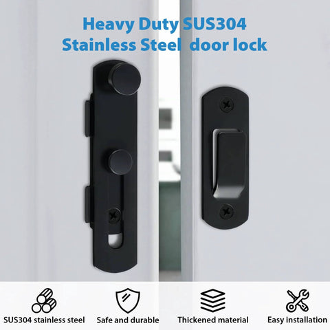 4 inch Flip Latch Gate Latches, Safety Door Lock for Barn Wood Fence Sliding French Doors, Heavy Duty SUS304 Stainless Steel Matte Black MS9500-B