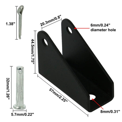 Mounting brackets, black steel for linear actuator, pair (2 pcs)