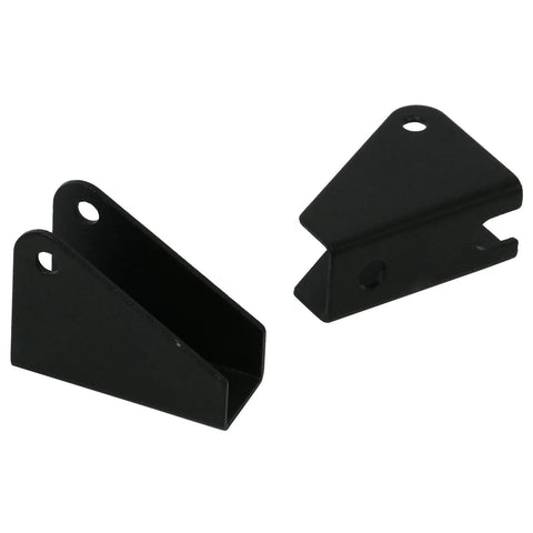 Homend mounting brackets for linear actuator, black steel, 2-pack, front-angle view
