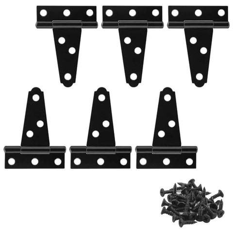 Six Pack 2 Inch Black T Strap Shed Hinge Beefy Heavy Duty Barn Door Hinges Gate Strap T Hinges For Barn Doors Sheds And Wooden Fences With Rugged Solid Iron Construction And Included Screws