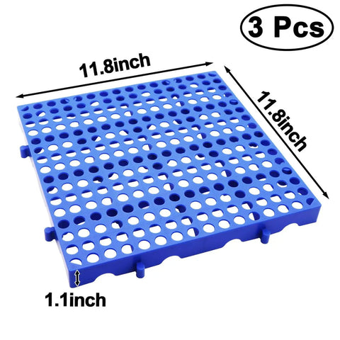 Heavy Duty Plastic Pallets 3 Pack Tough As Nails 11.8 x 11.8 x 1.8 Inches Waterproof Ventilated Grid Design Stackable Nestable