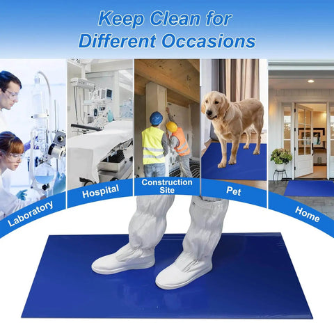 Heavy Duty Sticky Mat Tacky Adhesive Pads 300 Sheets Bulk Pack Includes 18x24 And 24x36 Inch Blue Mats For Cleanrooms Labs Hospitals