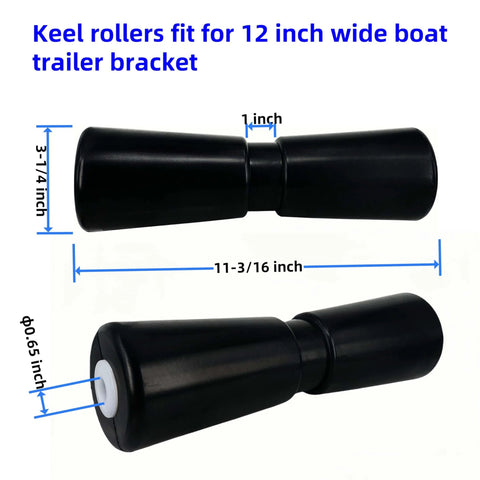 Heavy Duty Boat Trailer Roller, 4-3/5" 7-5/16" 9-1/4" 11-3/16" Rubber Boat Trailer Keel Roller Fits 5" 8" 10" 12" Wide Bracket