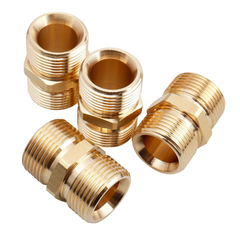 Yakamoz 4-pack brass pressure washer hose adapters, M22-14mm male couplers, heavy-duty leak-free fittings