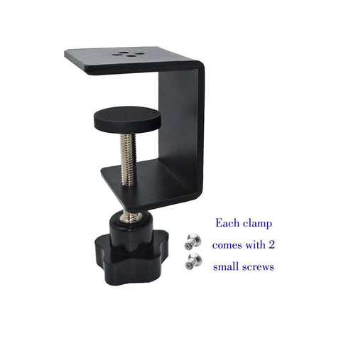 Close-up of 2 Pack Heavy Duty C Clamps With Wide Jaws, showing clamp with twist-lock system and screws for metal woodworking desk use