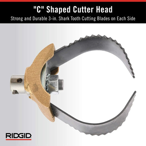 Heavy Duty 3 Inch C Cutter Cable Cleaning Tool for Drain Lines with durable shark tooth cutting blades for blockage clearing