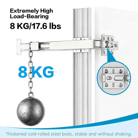 2 Sets Opening Door Hinge Set 180° Parallel Opening Cabinet with 17.6lbs weight hanging, showcasing load-bearing capability