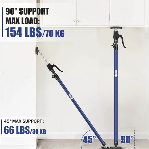 Cabinet Jacks for Installing Cabinets, Heavy Duty Third Hand Tools Adjustable Support Pole from 49.2 in to 114.2 in, 90° and 45° positions shown