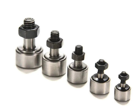 Heavy Duty Bolt Type Cam Follower Needle Roller Bearing Set 4 Pcs With Male Thread High Load Capacity Made From High Grade Bearing Steel CF5 KR12 CF6 KR16 CF8 KR19 CF10 KR22 CF12 KR30 Lheng displayed in a row