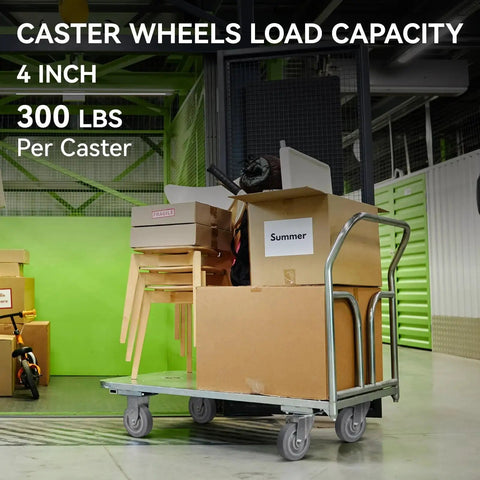 Heavy Duty 4 Inch Caster Wheels Set Of 4 For Cart And Workbench Non Marking Rubber Casters With 1200 Pounds Capacity on cart
