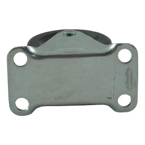 Front view of Heavy Duty Rubber Caster Wheel With Rigid Non Swivel Top Plate For Furniture And Carts 2 Inch Wheel Size 125 Lb Load Capacity